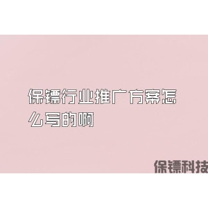 保镖行业推广方案怎么写的啊